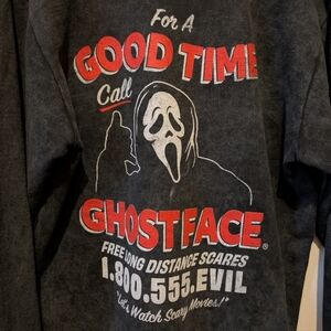 For A Good Time Call Ghostface Graphic Sweatshirt Scream Horror Icon Size S New